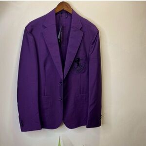 ROBERTO CAVALLI Men’s Deep Purple Chimera Crest-embroidered Blazer 42 US (52 IT)